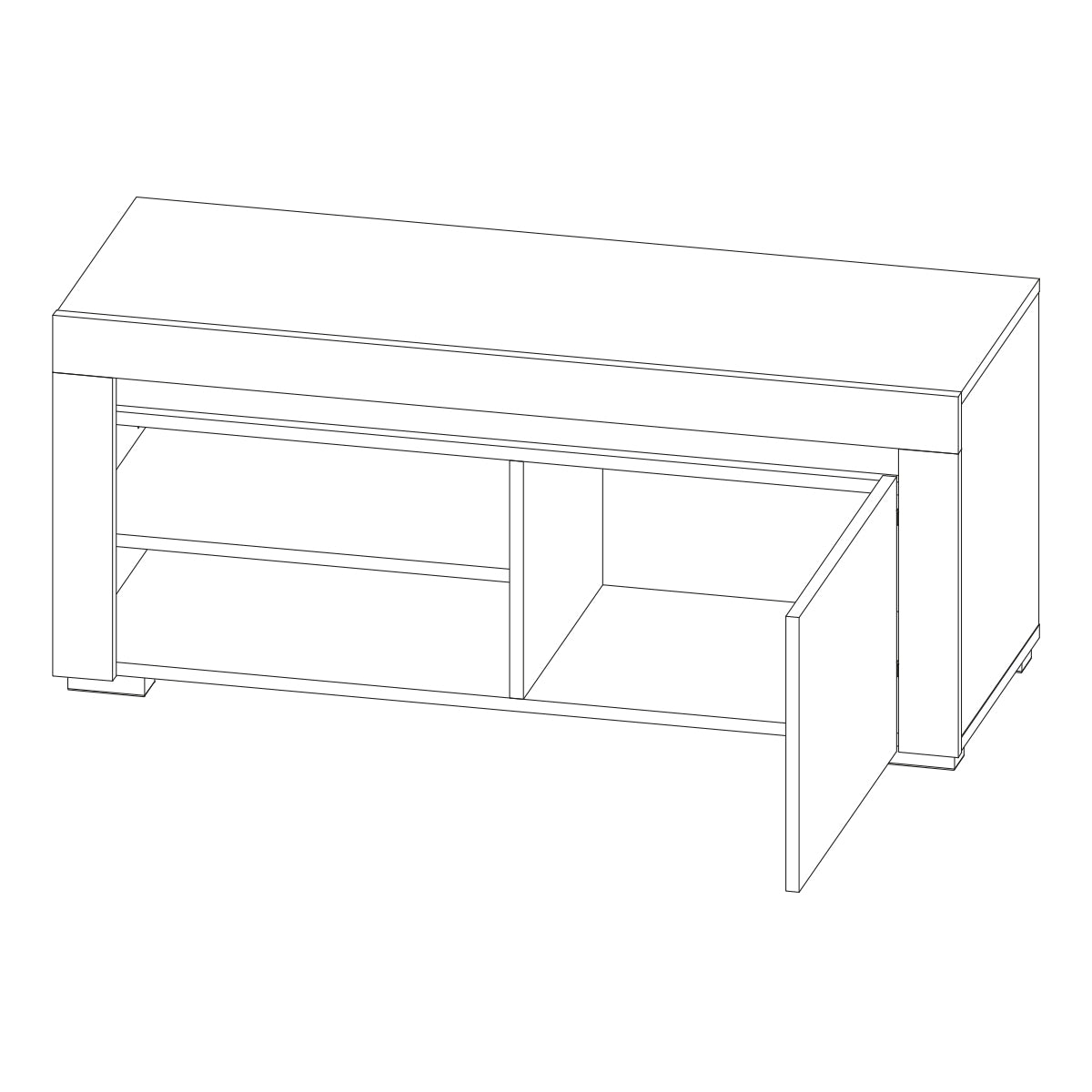 Meuble TV 1 porte 106 cm LED inclus Kasla Bois et Anthracite - vue 4