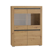Vaisselier 4 portes LED inclus Kasla Bois et Anthracite