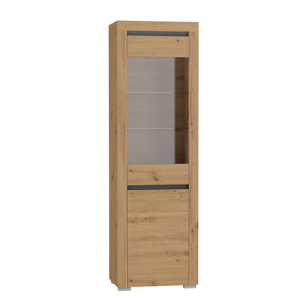 Vitrine 2 portes LED inclus Kasla Bois et Anthracite