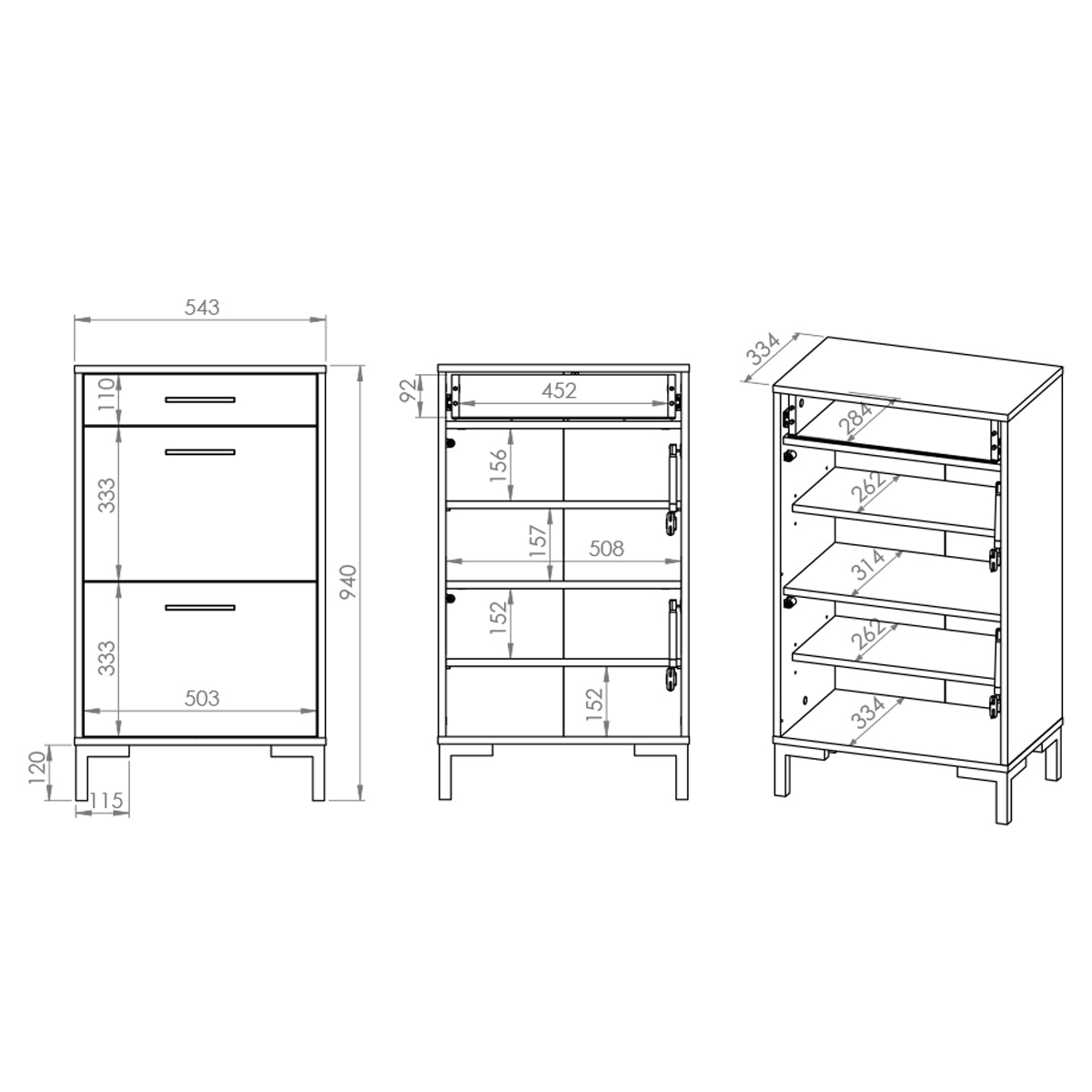 Meuble à chaussures 2 portes vérin 1 tiroir Liora Bois - vue 5