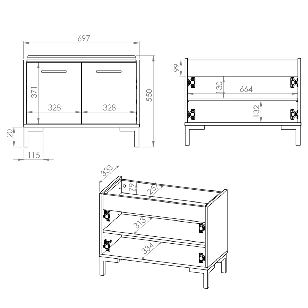 Meuble entrée porte-manteau et banc à chaussures 2 portes Liora Bois - vue 6
