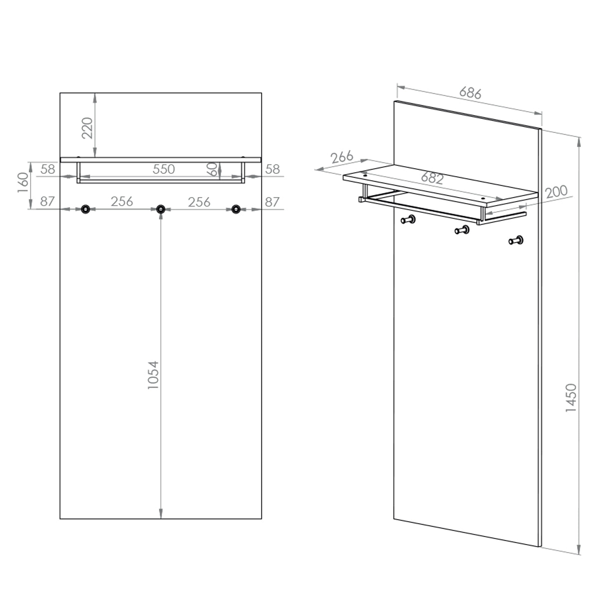 Meuble entrée porte-manteau et banc à chaussures 2 portes Liora Bois - vue 5
