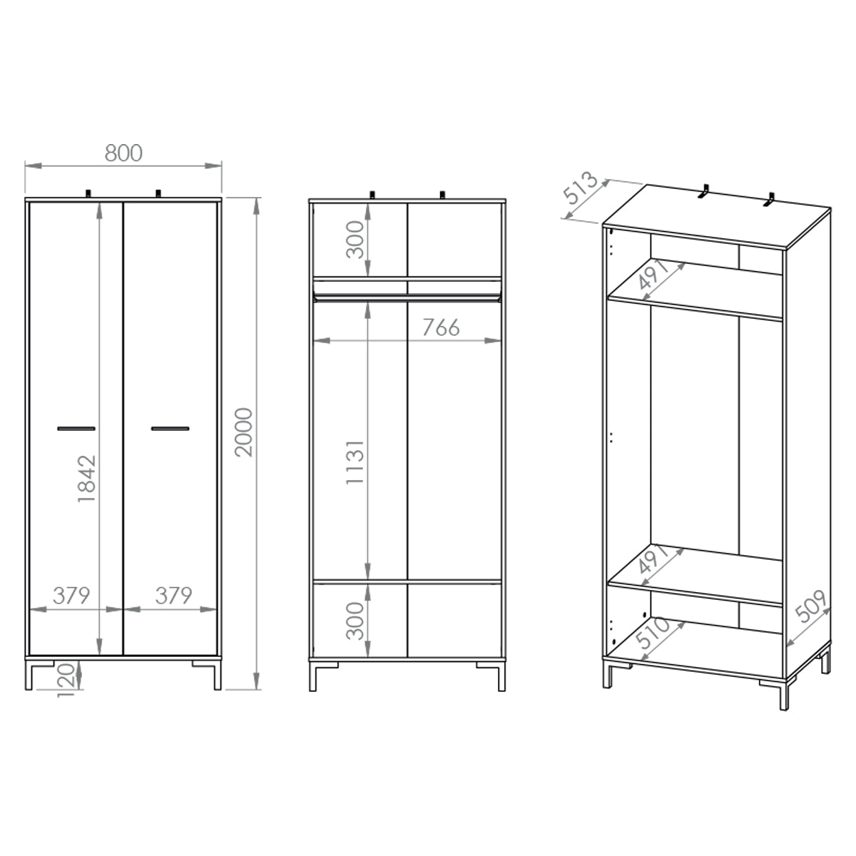 Armoire 2 portes Liora Bois - vue 7