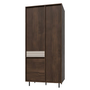 Armoire 3 portes Astra Bois foncé et Cachemire