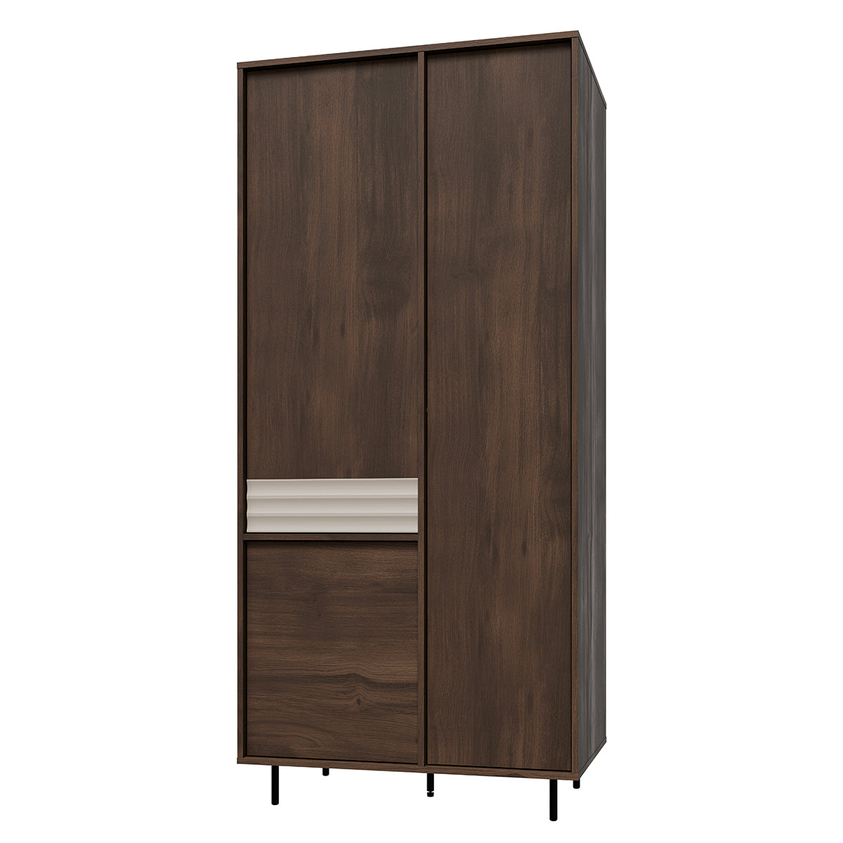 Armoire 3 portes Astra Bois foncé et Cachemire
