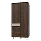 Armoire 3 portes Astra Bois foncé et Cachemire