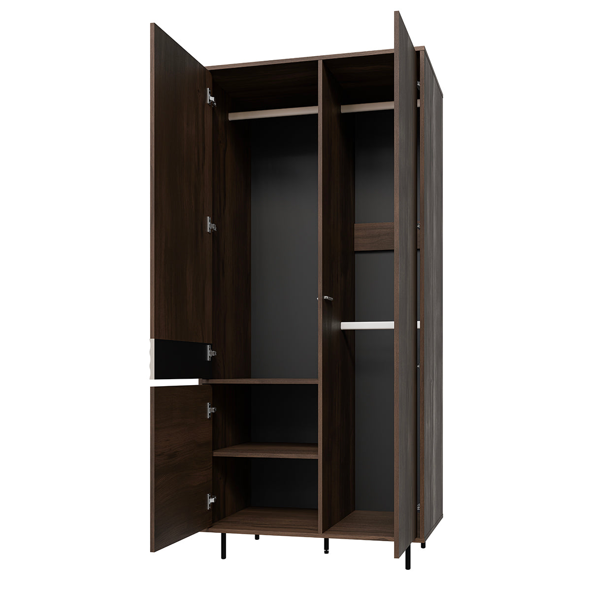 Armoire 3 portes Astra Bois foncé et Cachemire - vue 2
