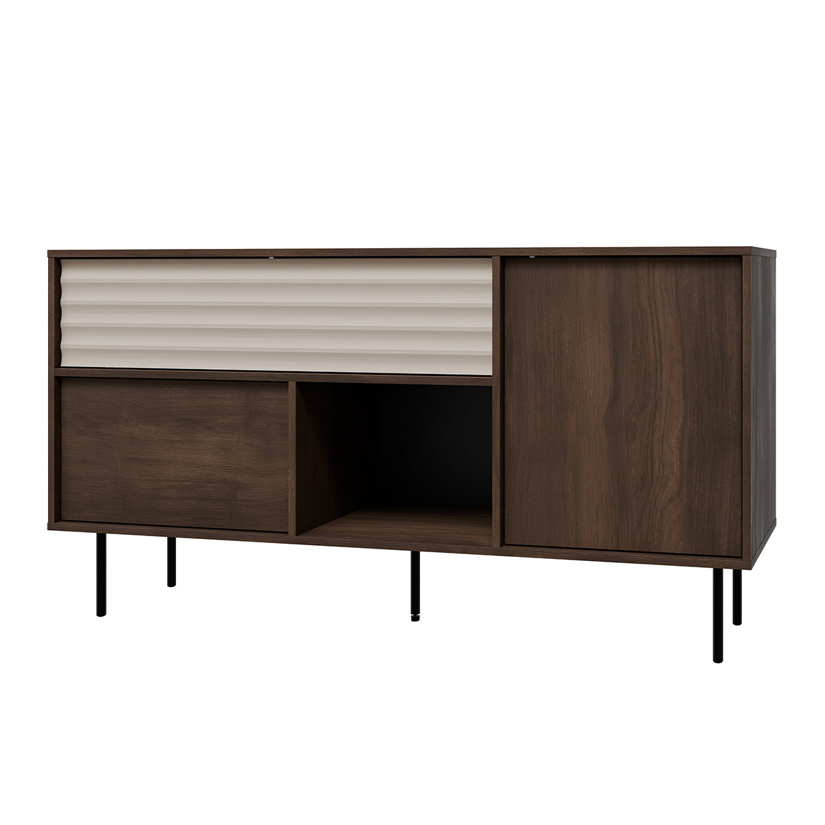 Buffet 2 portes 1 tiroir Astra Bois foncé et Cachemire