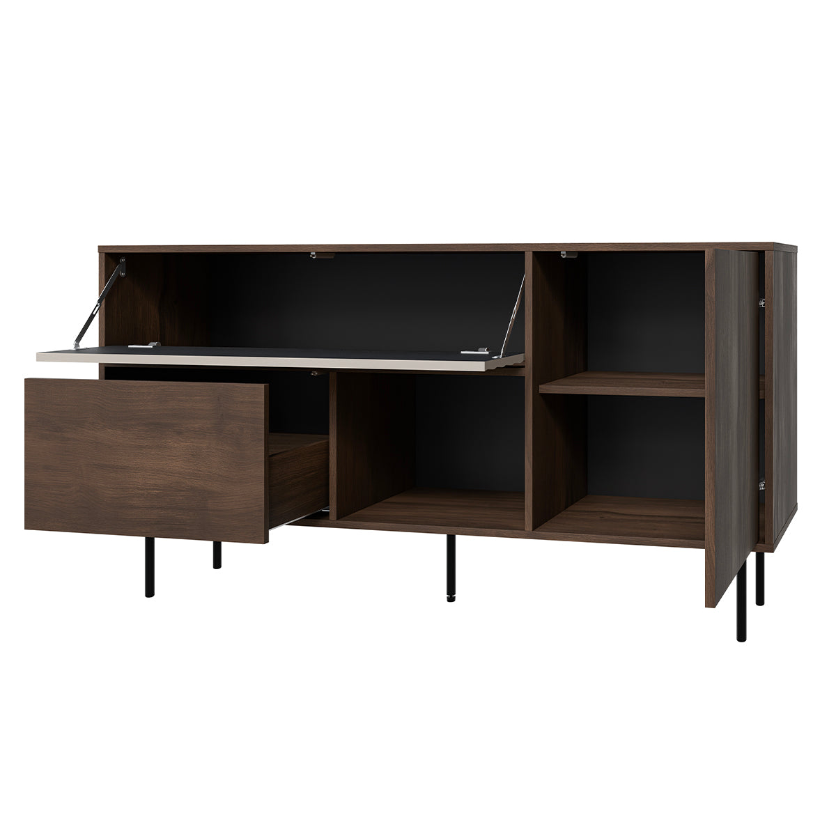 Buffet 2 portes 1 tiroir Astra Bois foncé et Cachemire - vue 2