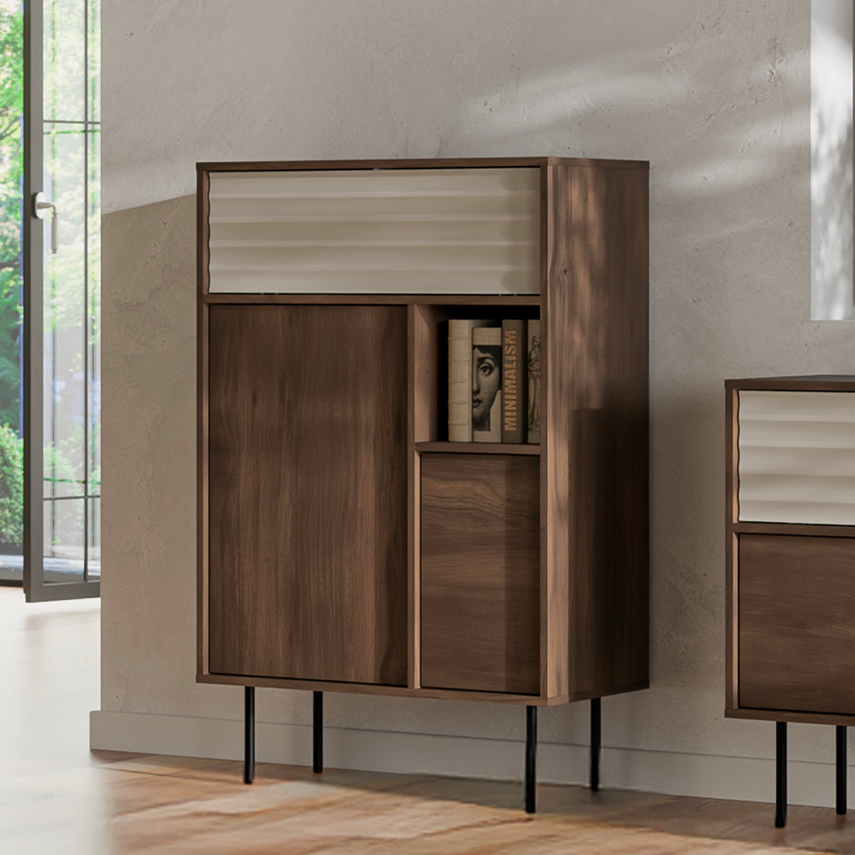 Buffet haut 3 portes Astra Bois foncé et Cachemire - vue 3