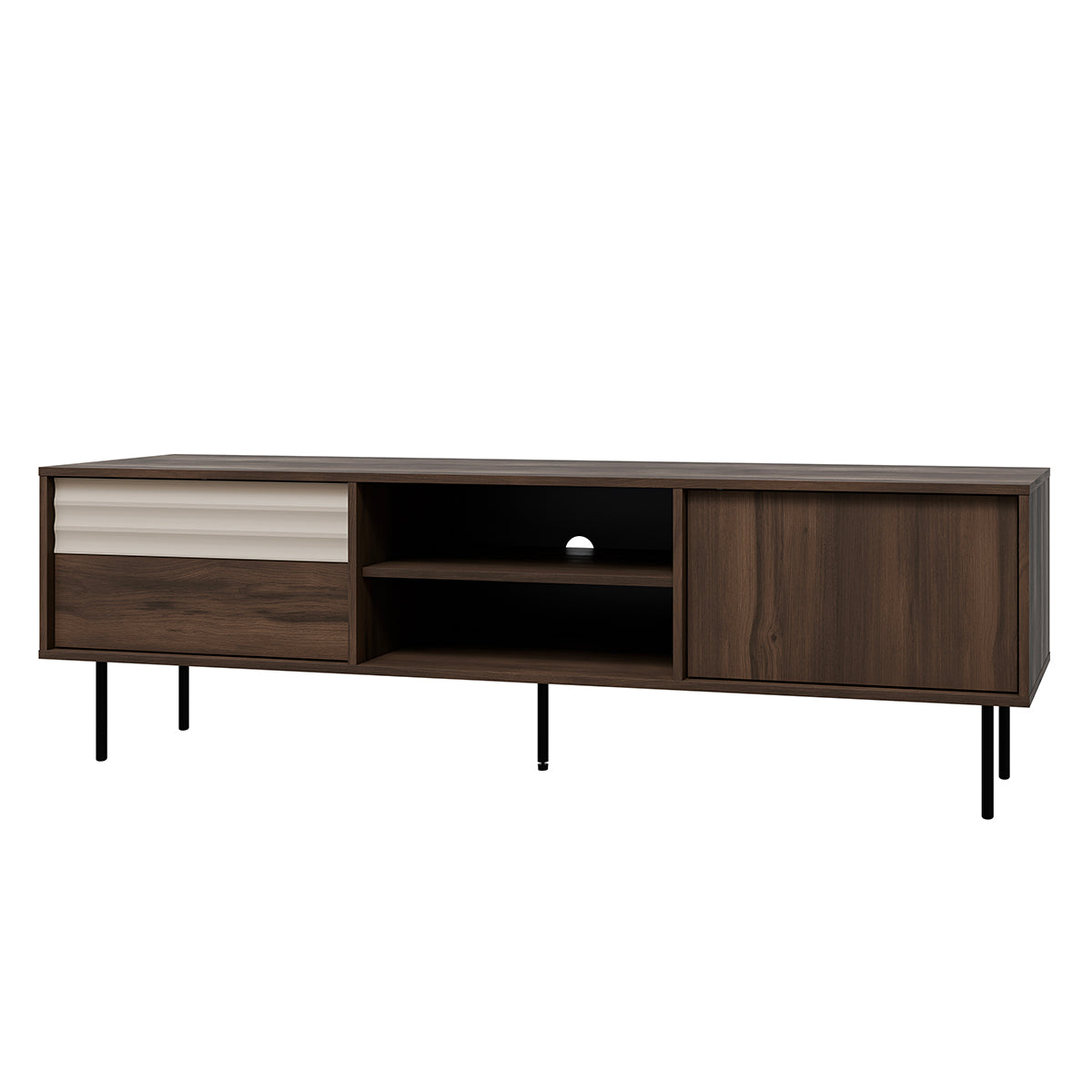 Meuble TV 2 portes 180 cm Astra Bois foncé et Cachemire
