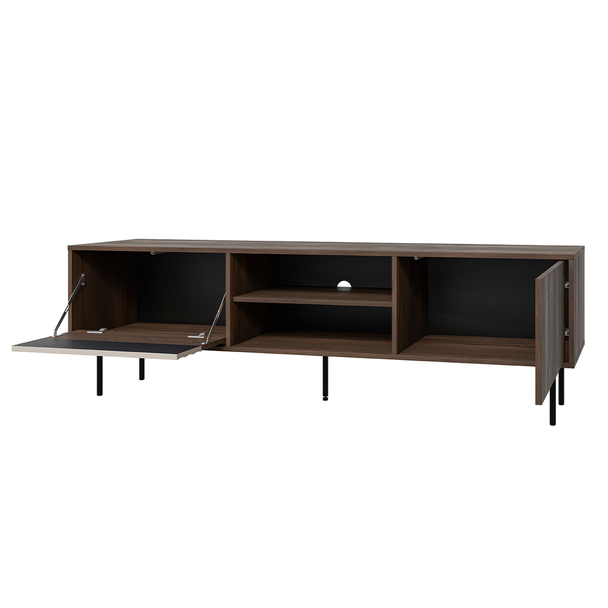 Meuble TV 2 portes 180 cm Astra Bois foncé et Cachemire - vue 2