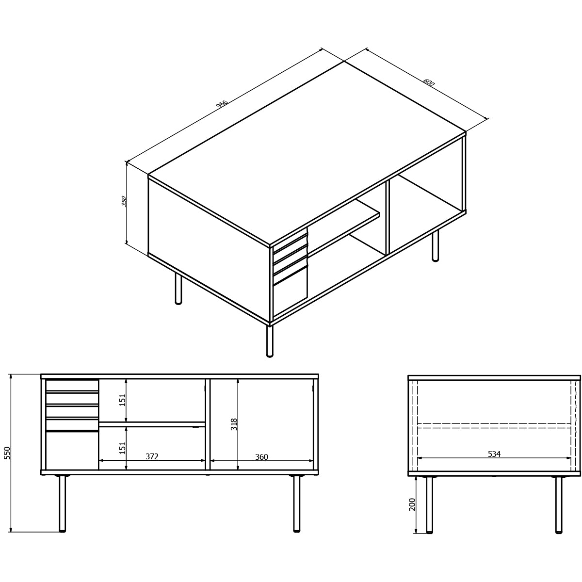 Table basse Astra Bois foncé et Cachemire - vue 4