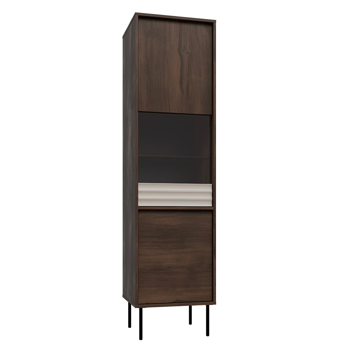 Vitrine 2 portes Astra Bois foncé et Cachemire