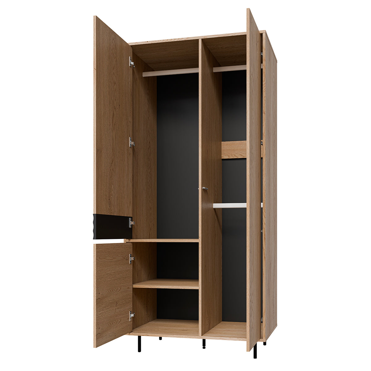 Armoire 3 portes Astra Bois et Noir - vue 2