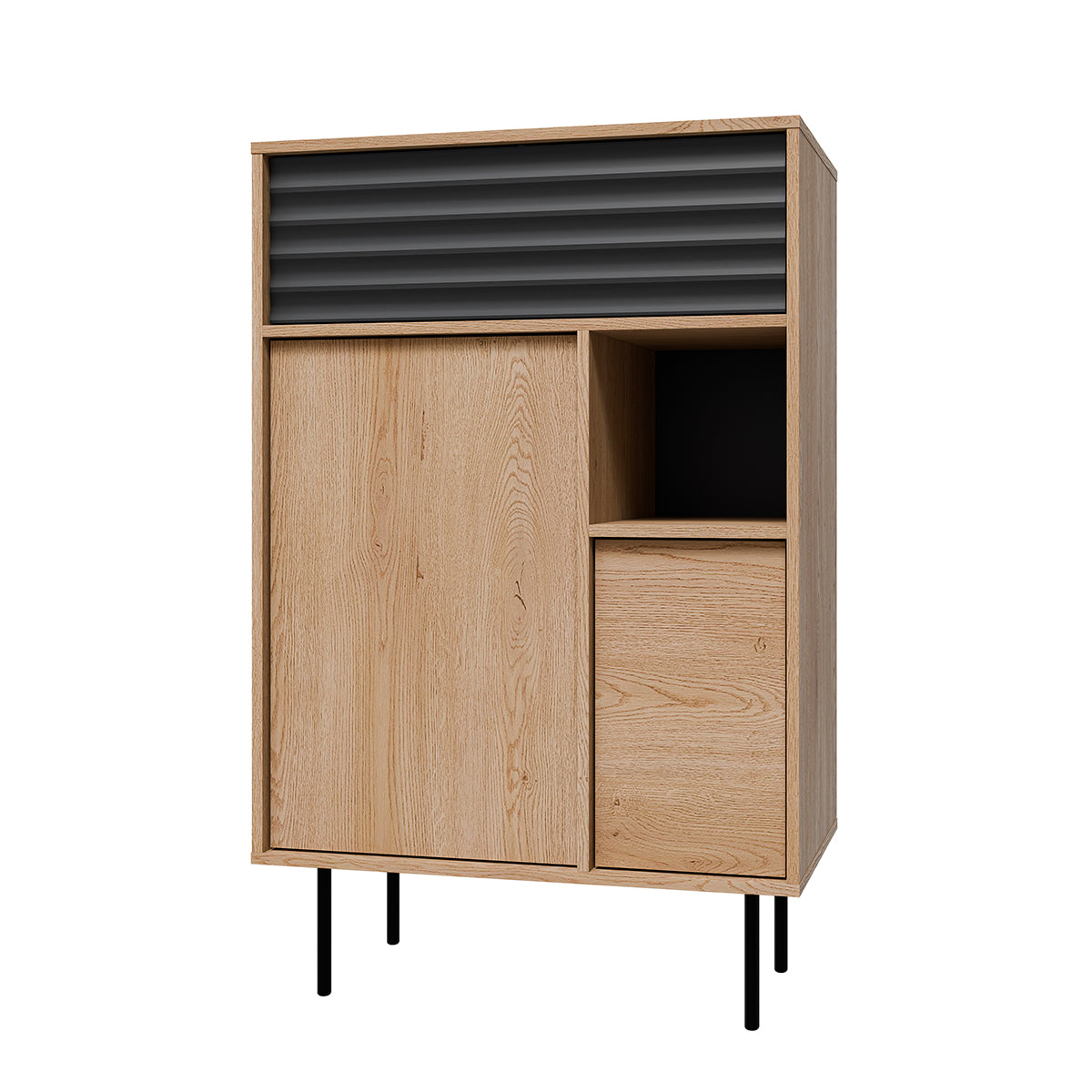 Buffet haut 3 portes Astra Bois et Noir