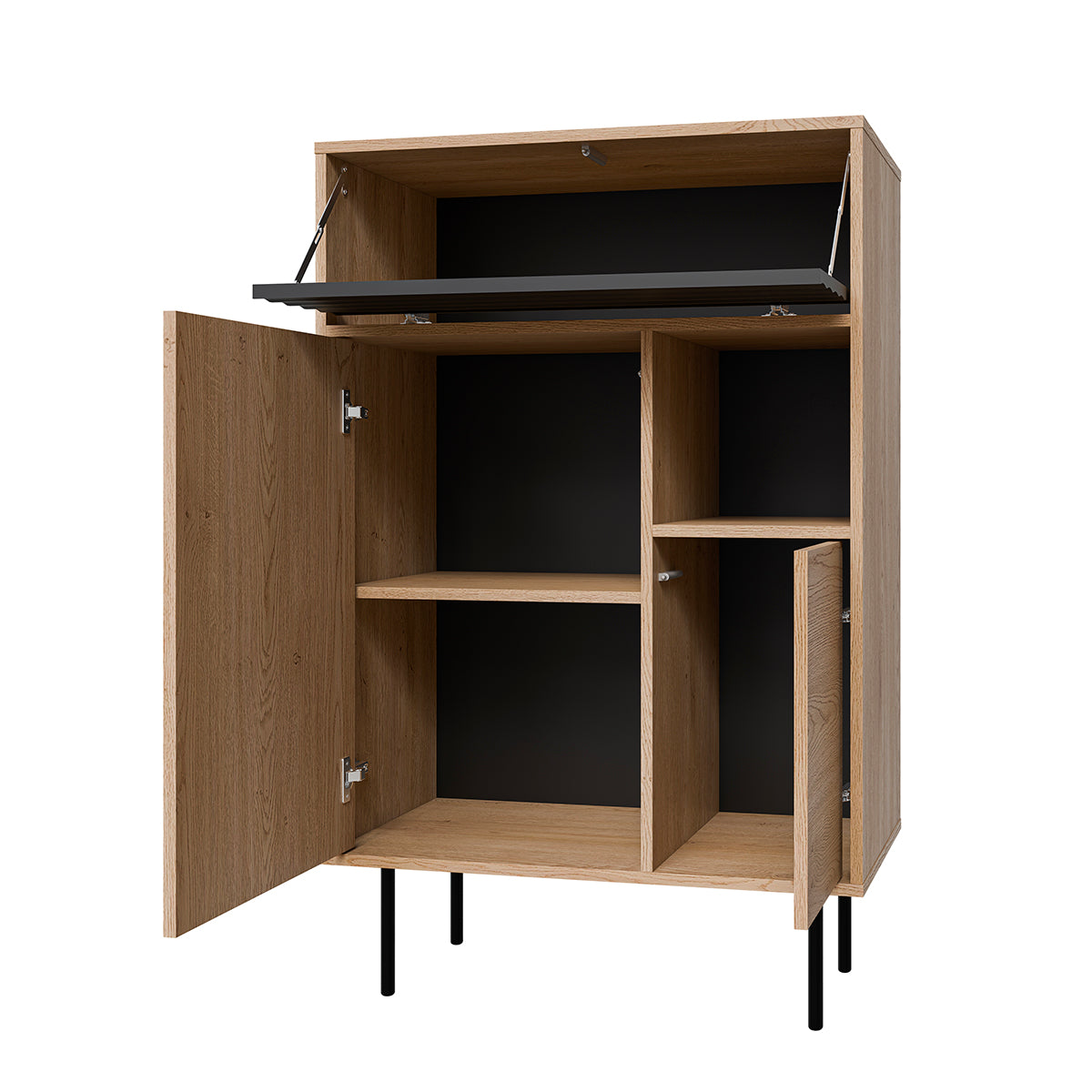 Buffet haut 3 portes Astra Bois et Noir - vue 2