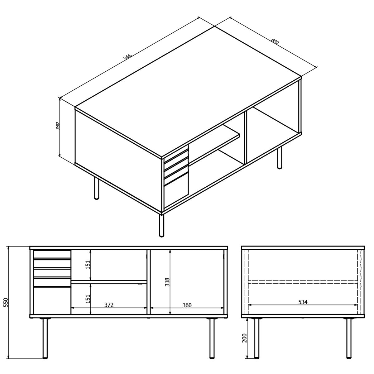 Table basse Astra Bois et Noir - vue 6