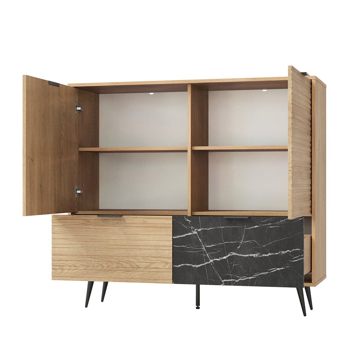 Buffet 2 portes 2 tiroirs Luka Bois et Noir - vue 2