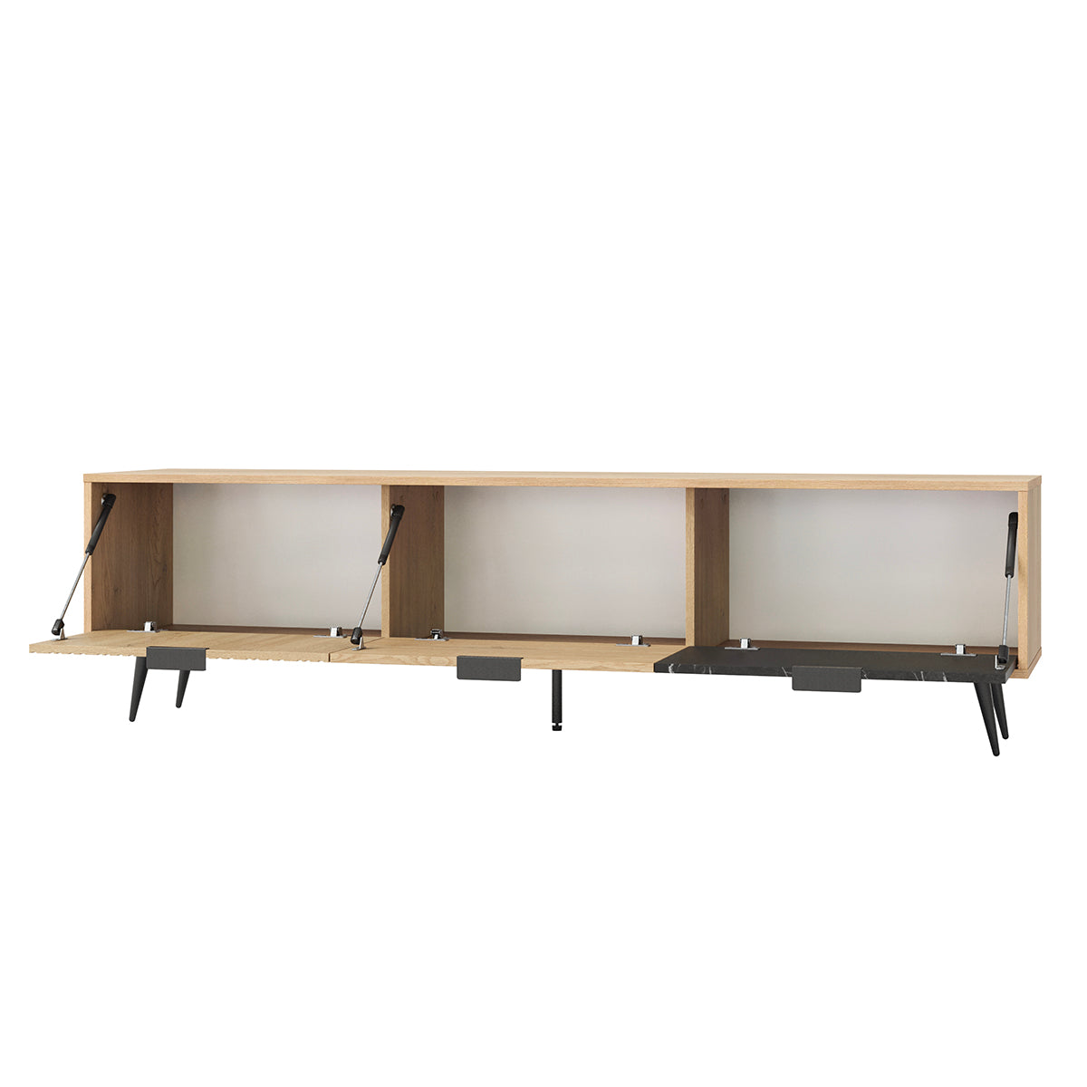 Meuble TV 3 portes 180 cm Luka Bois et Noir - vue 2