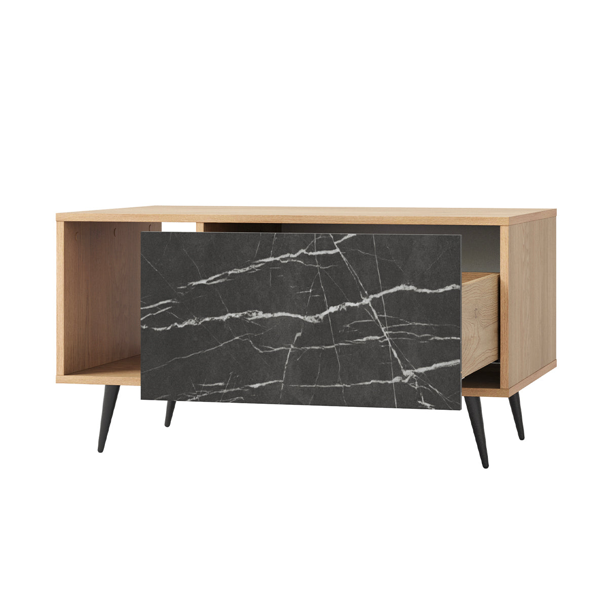Table basse 1 tiroir Luka Bois et Noir - vue 2