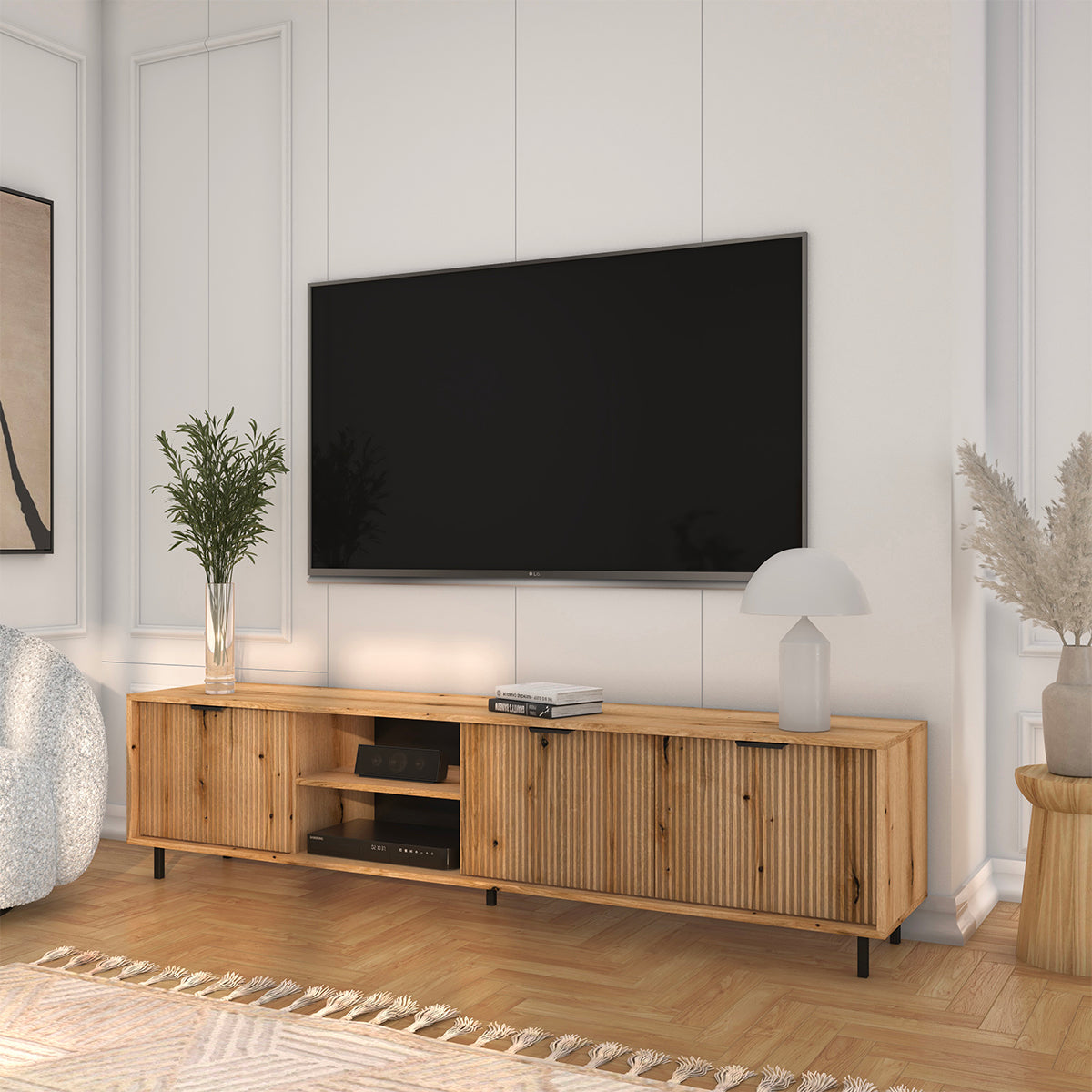 Meuble TV 3 portes 200 cm Soly Bois - vue 3
