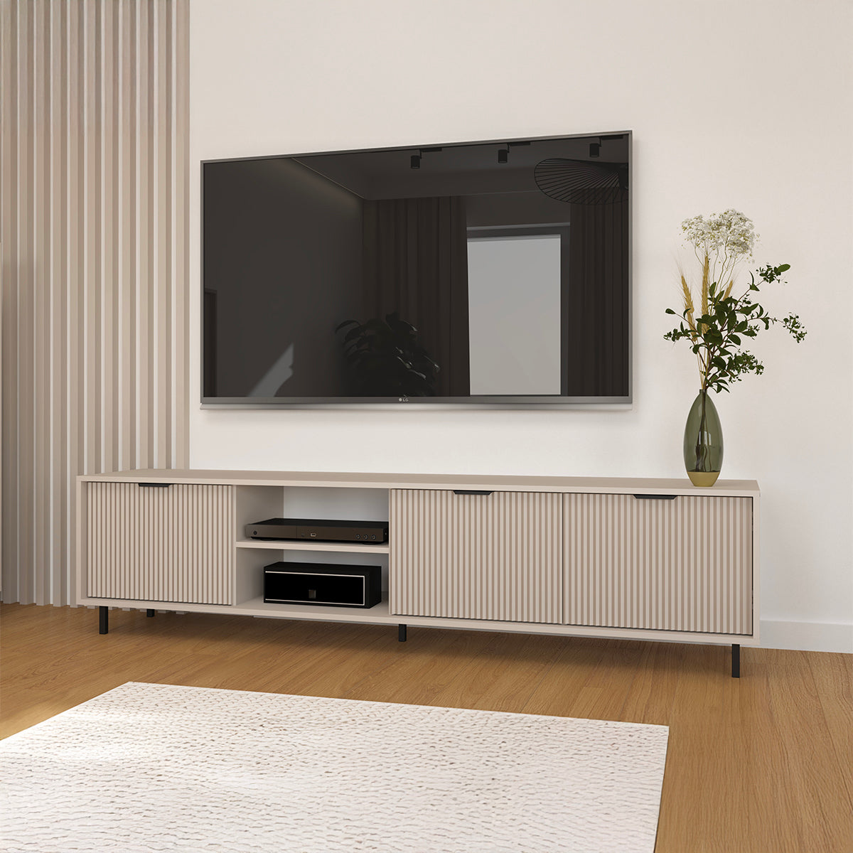 Meuble TV 3 portes 200 cm Soly Cachemire - vue 3