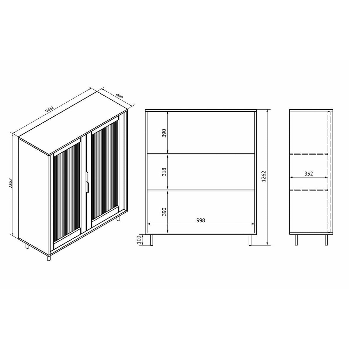 Vaisselier 2 portes Soly Bois - vue 4