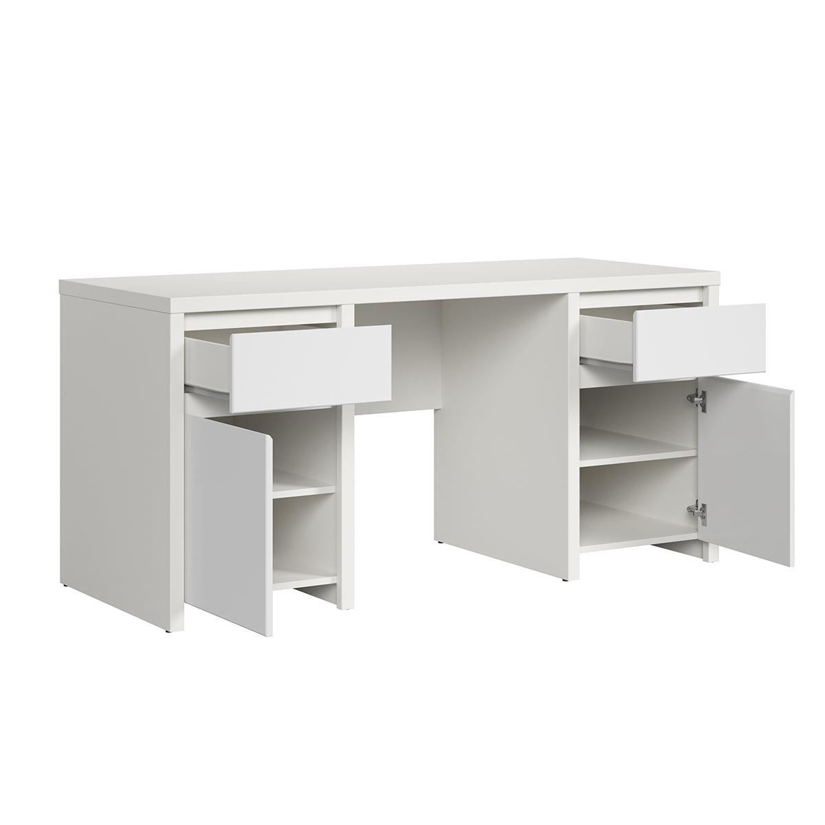 Bureau 2 portes 2 tiroirs Soren Blanc - vue 3