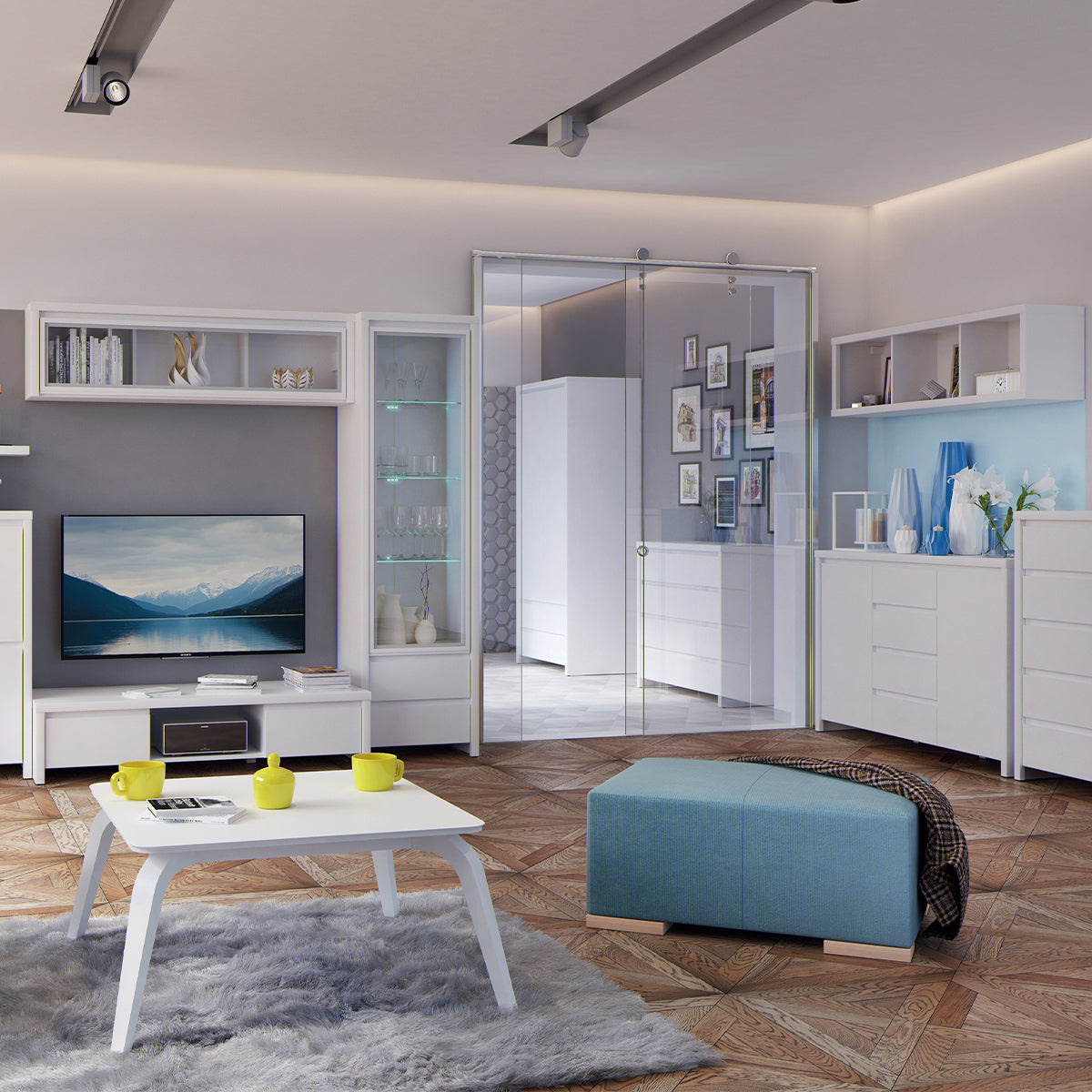 Buffet 2 portes 4 tiroirs Soren Blanc - vue 5