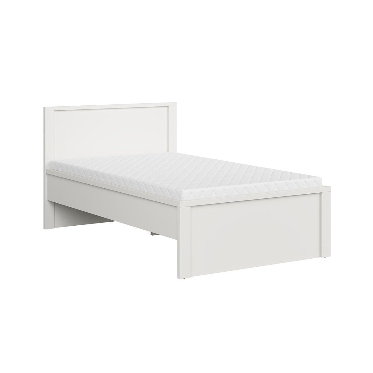 Lit 120x200 tête de lit haut Soren Blanc