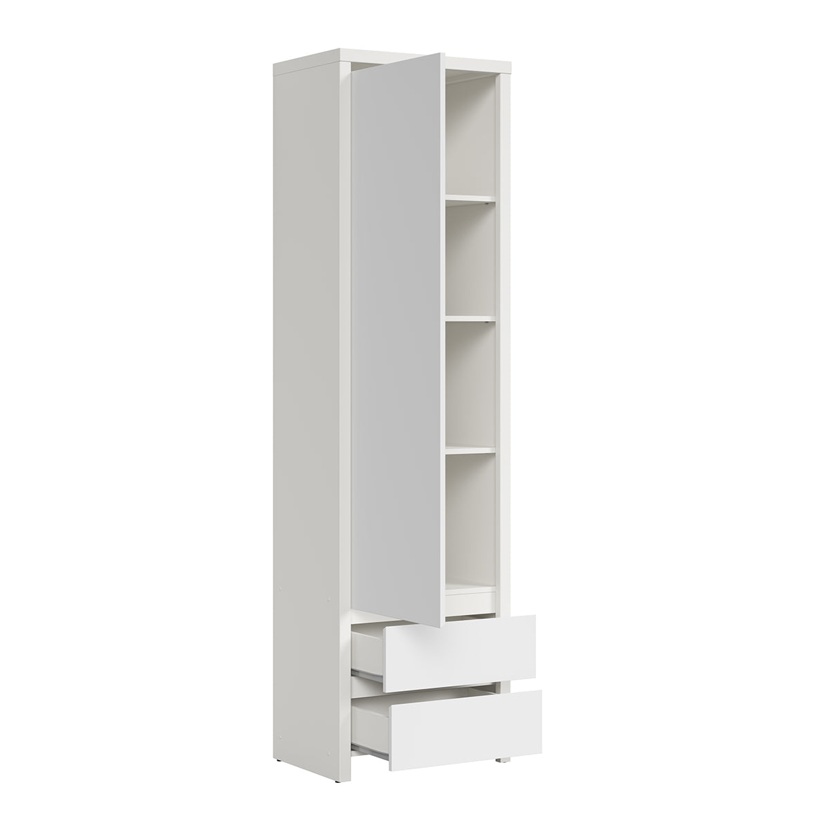 Armoire colonne 1 porte 2 tiroirs Soren Blanc - vue 3