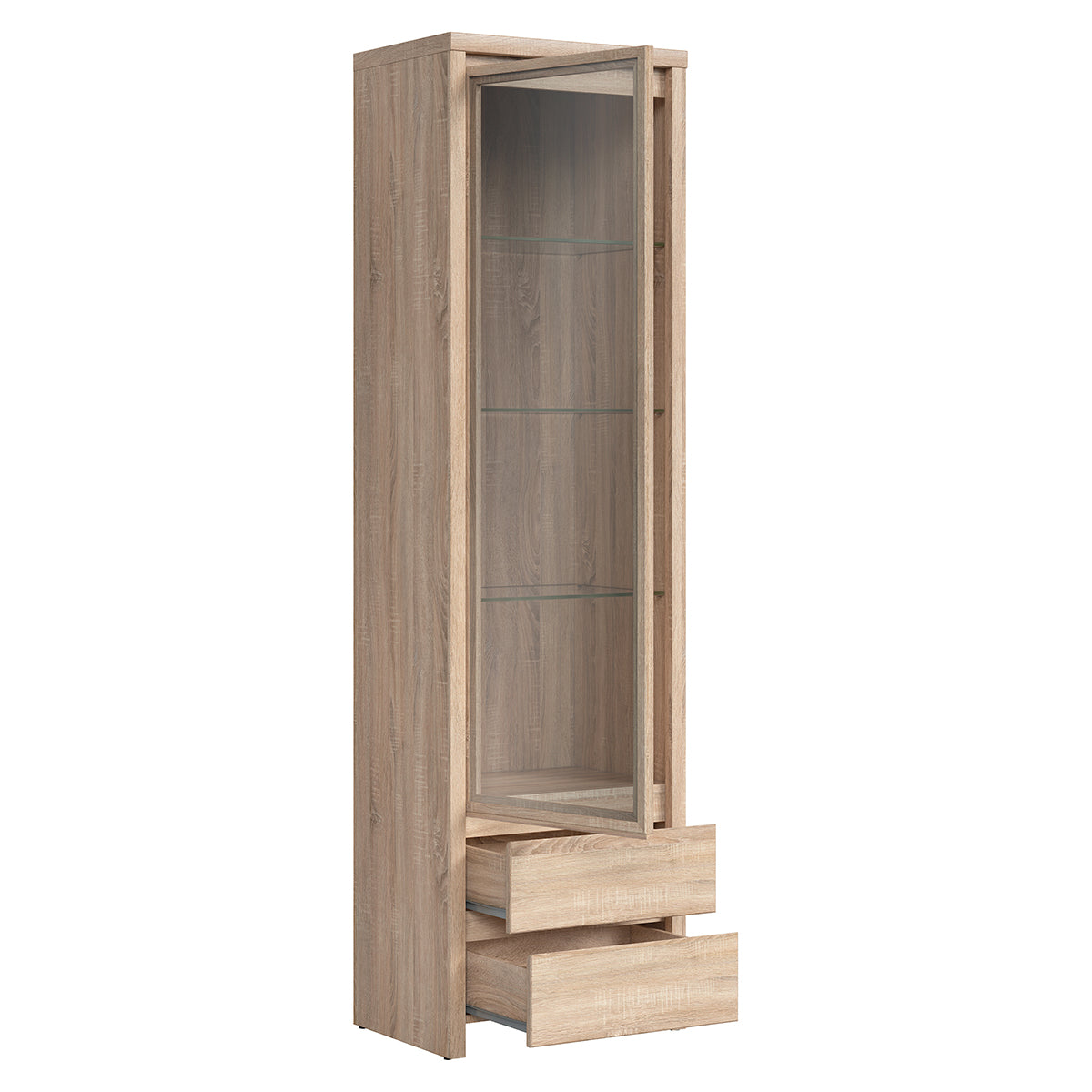 Vitrine 1 porte 2 tiroirs Soren Bois - vue 3