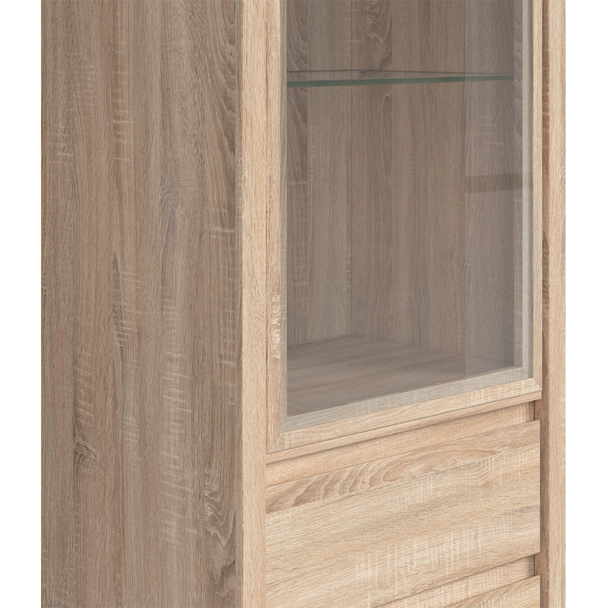 Vitrine 1 porte 2 tiroirs Soren Bois - vue 4