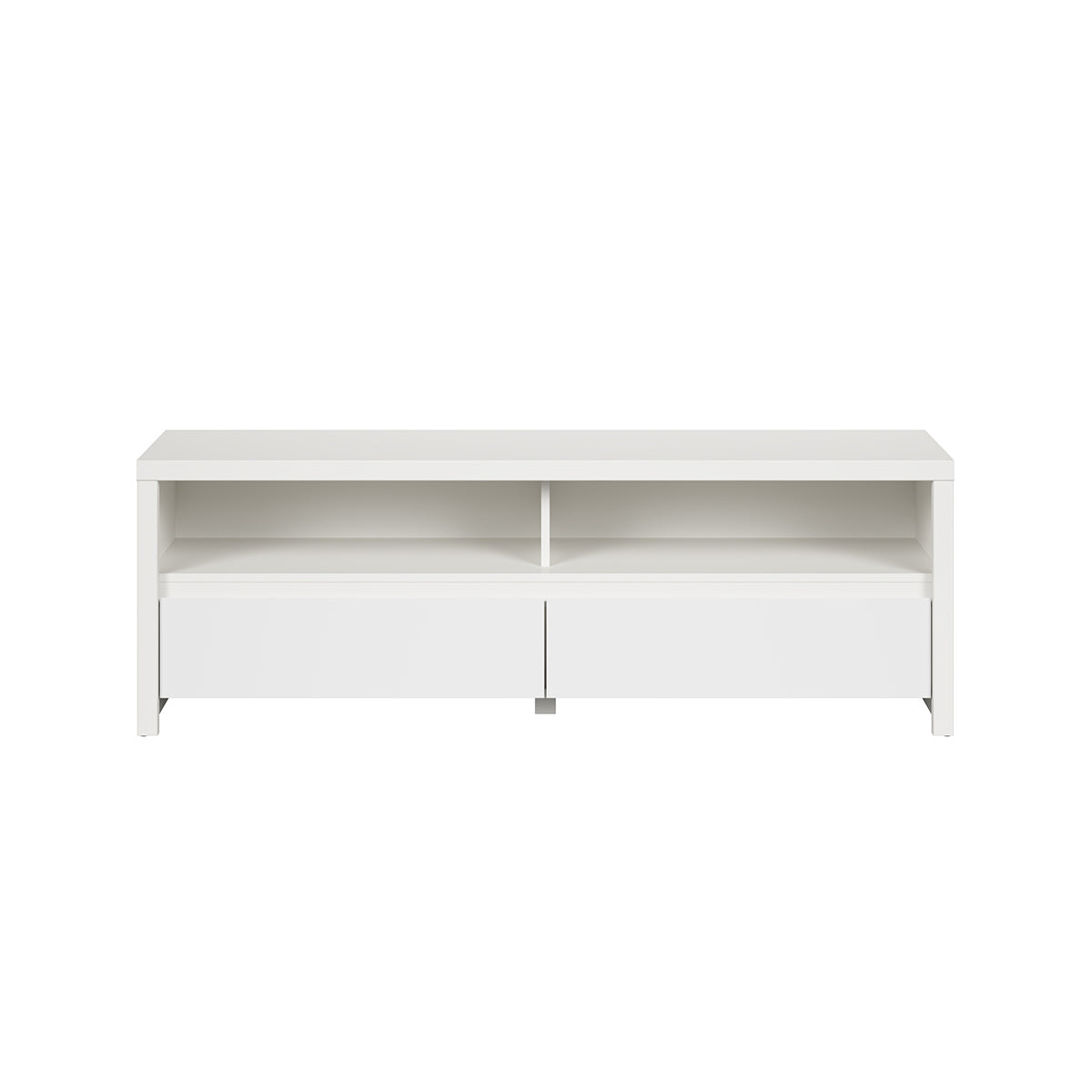 Meuble TV 2 tiroirs 2 niches 143 cm Soren Blanc