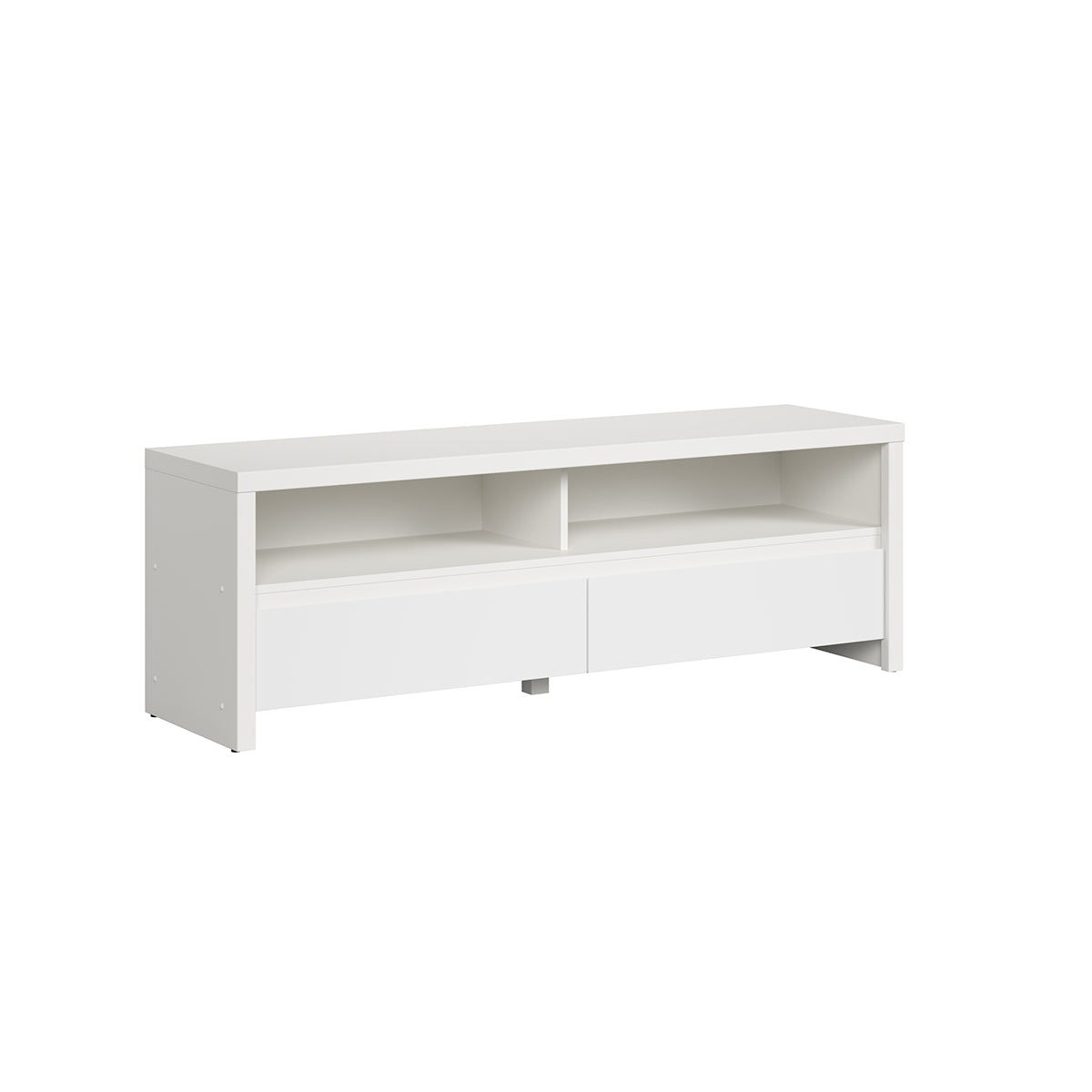 Meuble TV 2 tiroirs 2 niches 143 cm Soren Blanc - vue 2