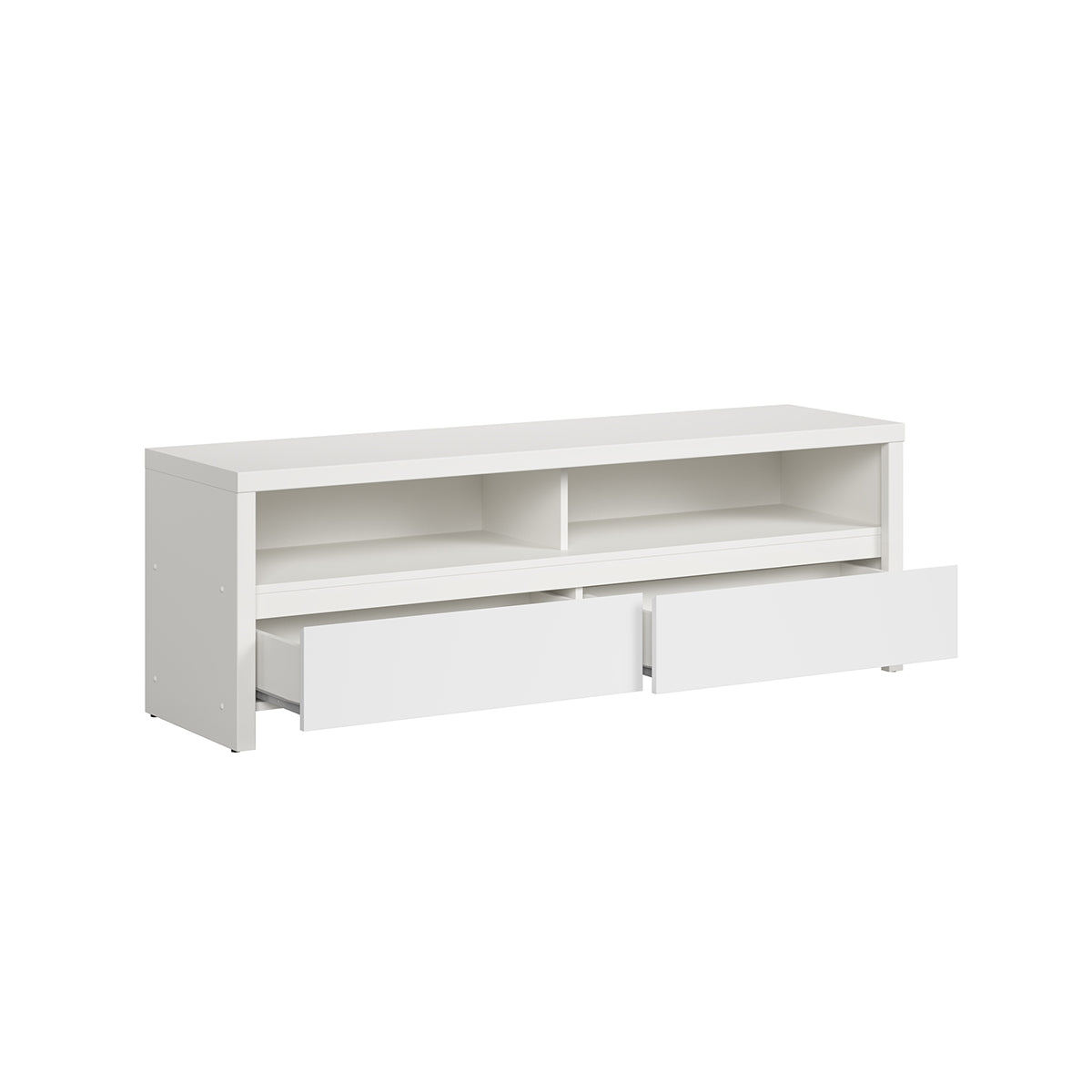 Meuble TV 2 tiroirs 2 niches 143 cm Soren Blanc - vue 3
