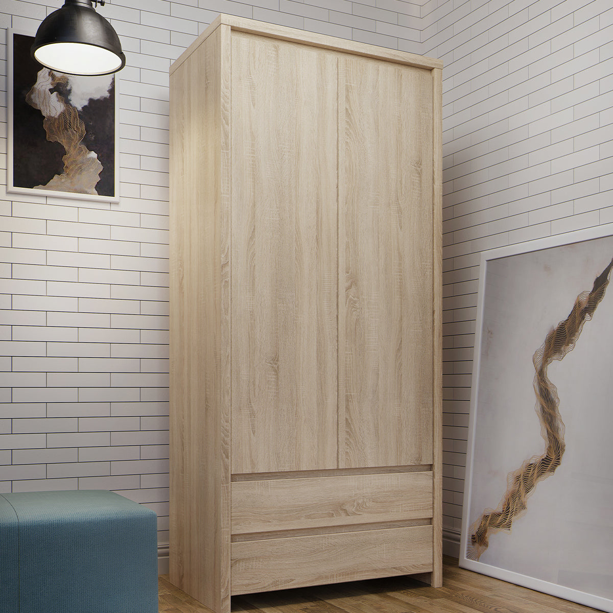 Armoire 2 portes 2 tiroirs Soren Bois - vue 7