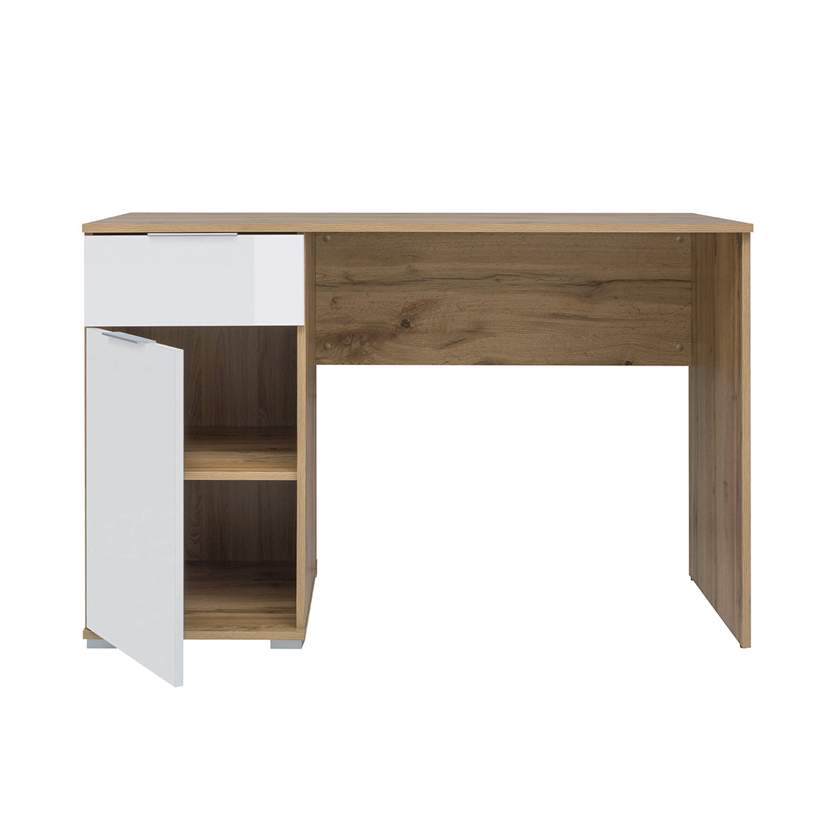 Bureau 1 porte 1 tiroir Selma Blanc et Bois - vue 2