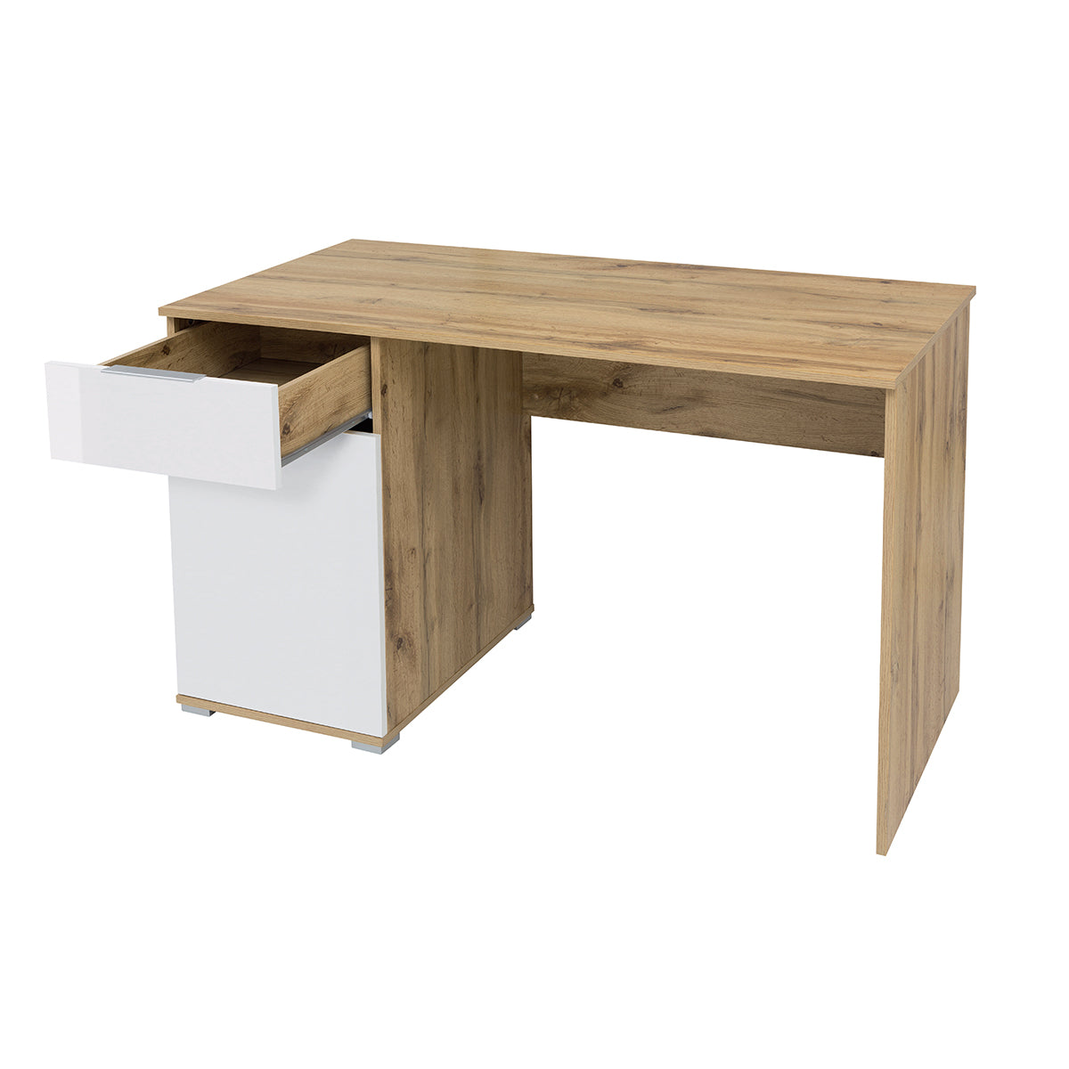 Bureau 1 porte 1 tiroir Selma Blanc et Bois - vue 4