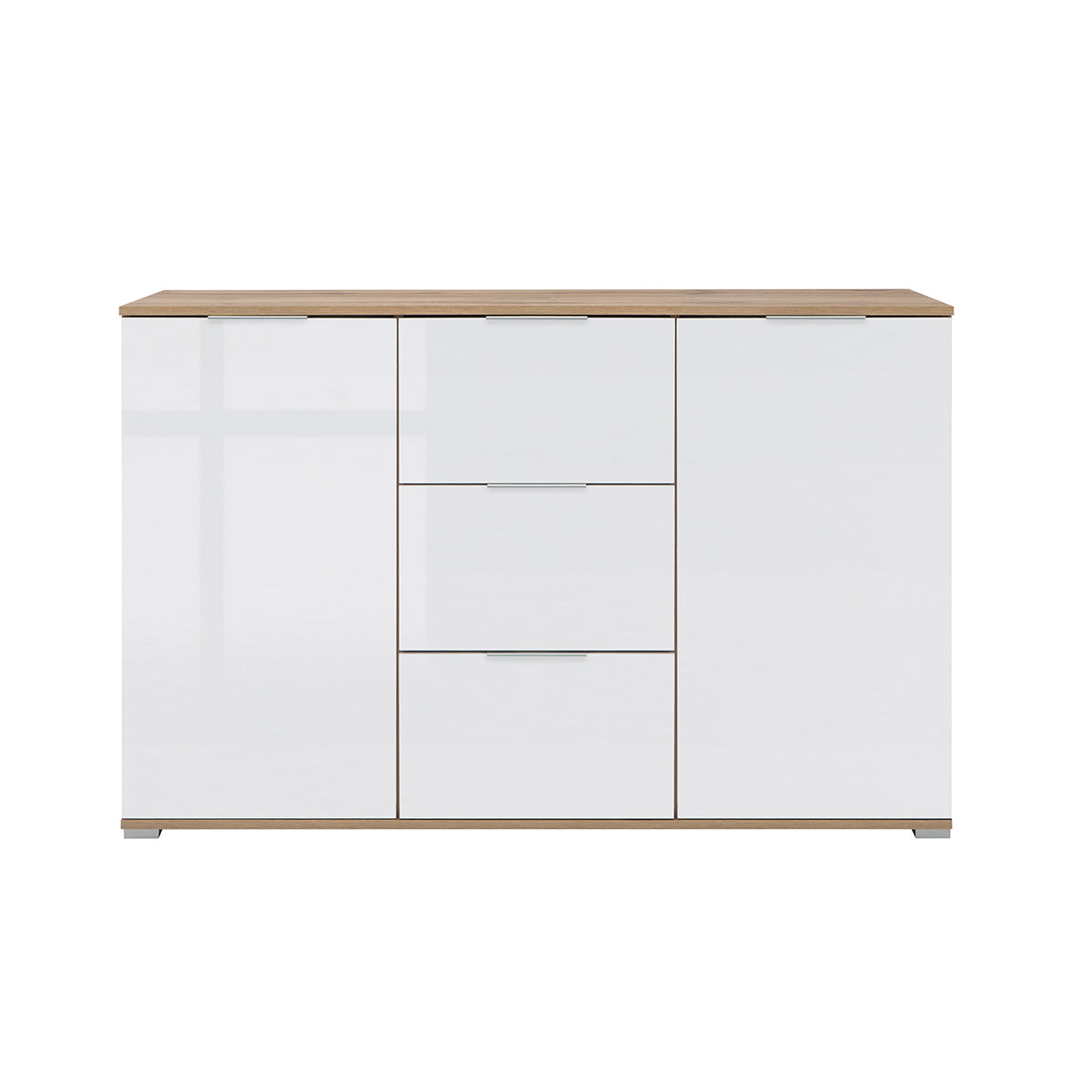 Buffet 2 portes 3 tiroirs Selma Blanc et Bois - vue 2