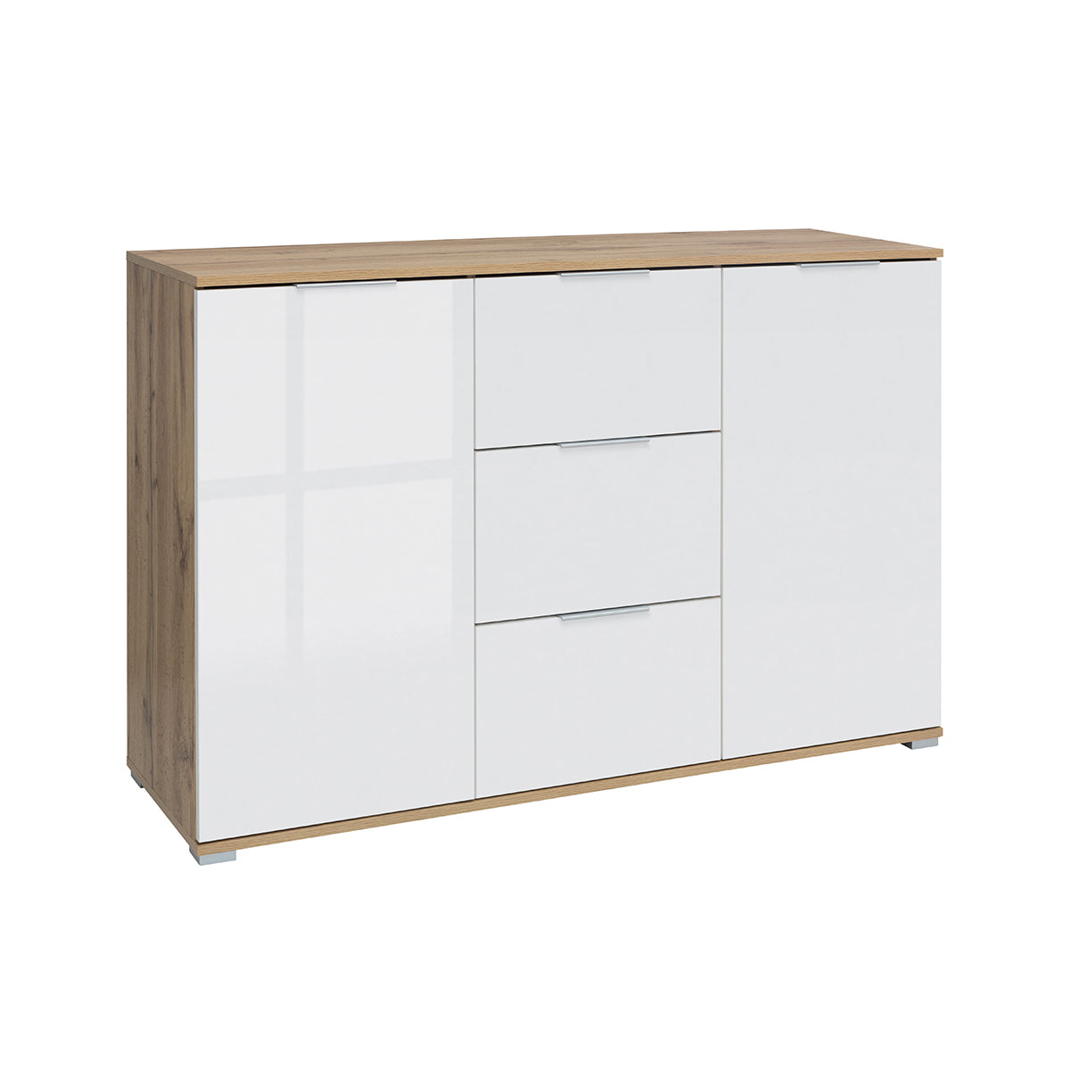 Buffet 2 portes 3 tiroirs Selma Blanc et Bois