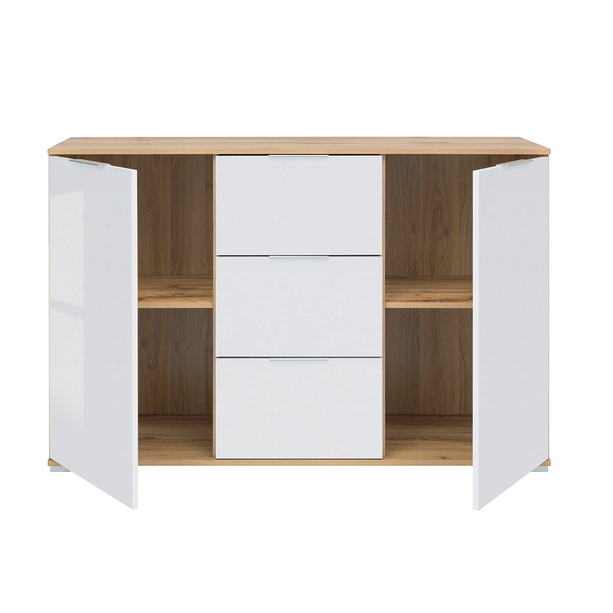 Buffet 2 portes 3 tiroirs Selma Blanc et Bois - vue 3