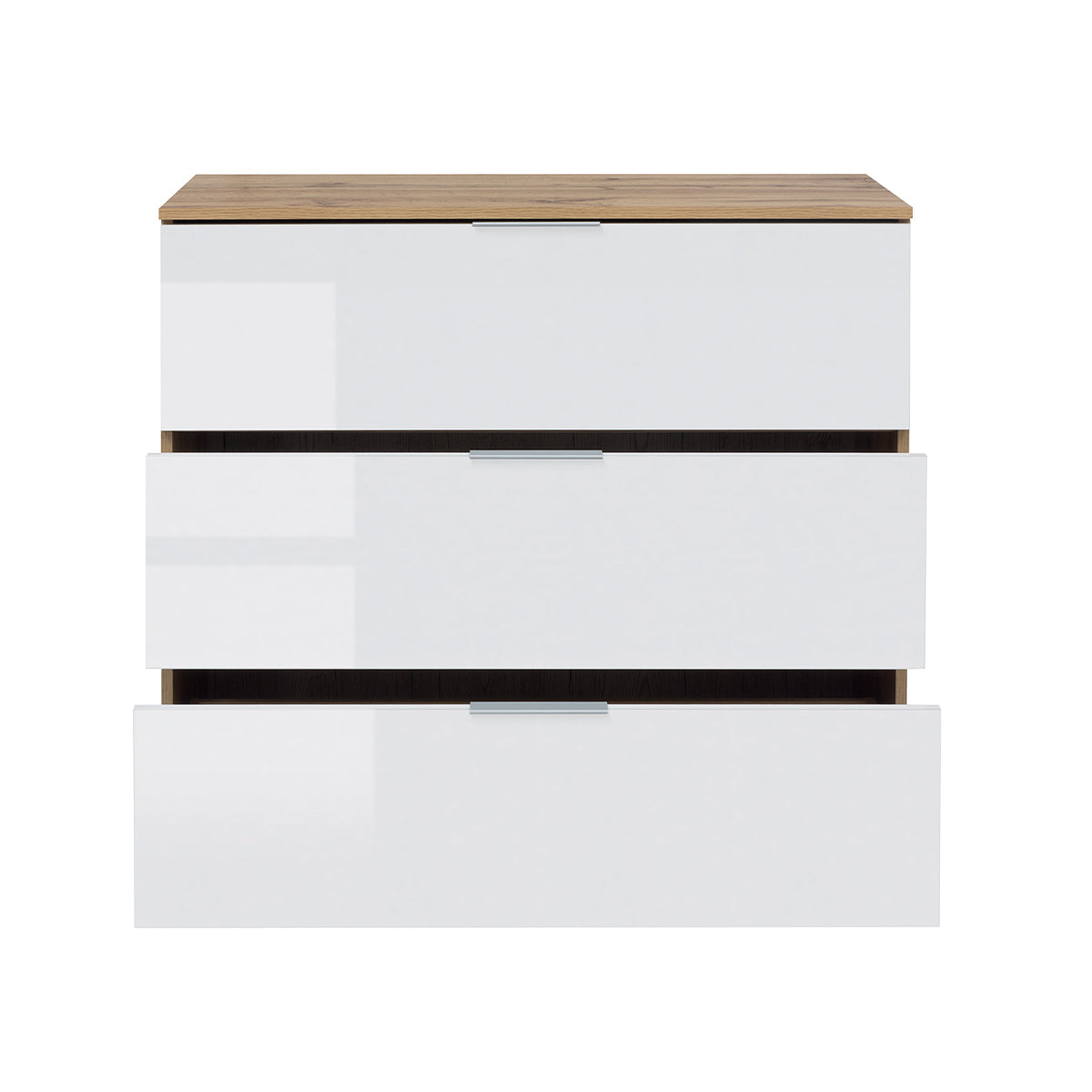 Commode 3 tiroirs Selma Blanc et Blanc - vue 3