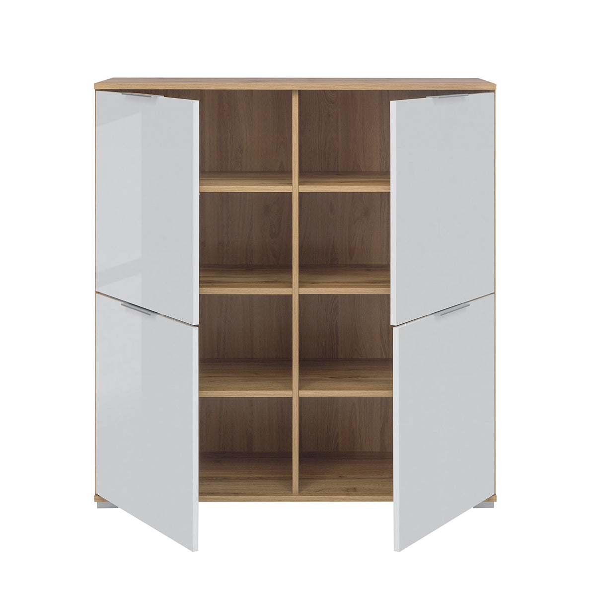 Buffet 4 portes Selma Blanc et Bois - vue 3