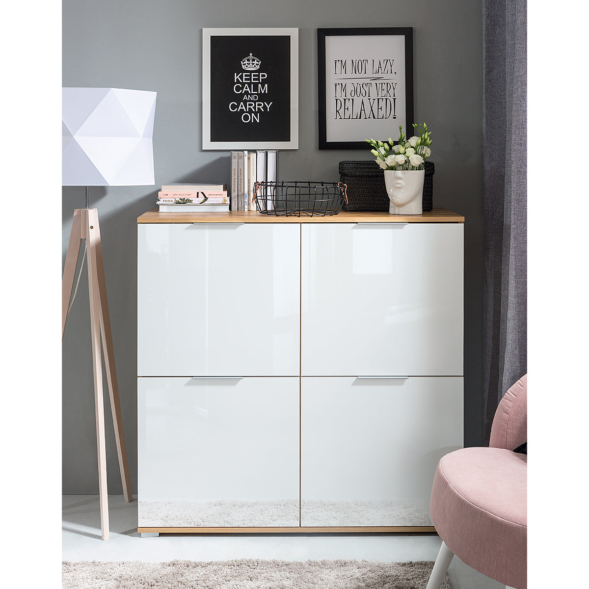 Buffet 4 portes Selma Blanc et Bois - vue 8