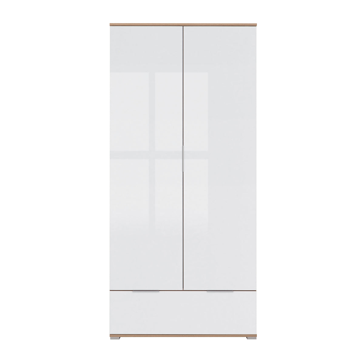 Armoire 2 portes 1 tiroir Selma Blanc et Bois - vue 2