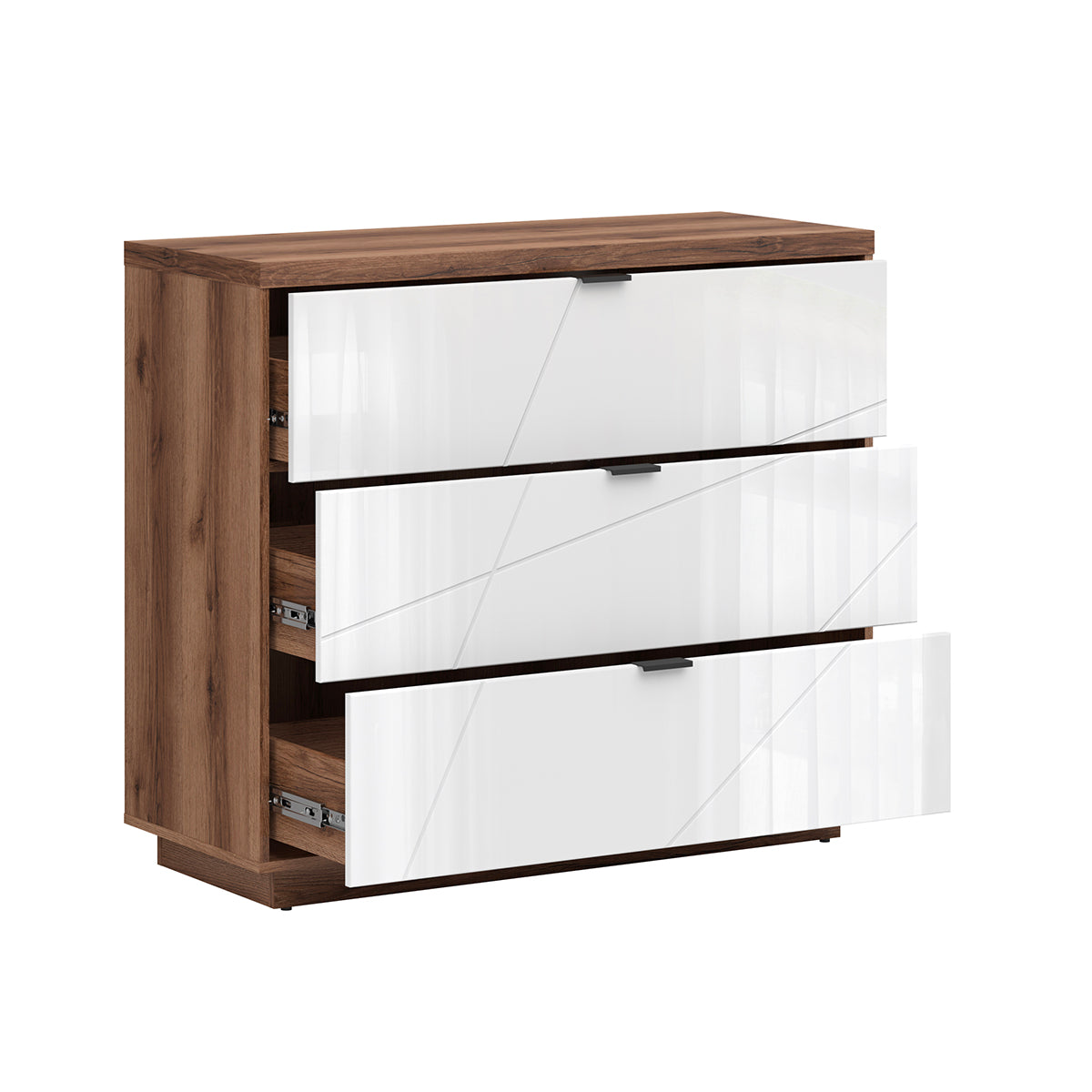 Commode 3 tiroirs Sven Blanc et Bois - vue 2