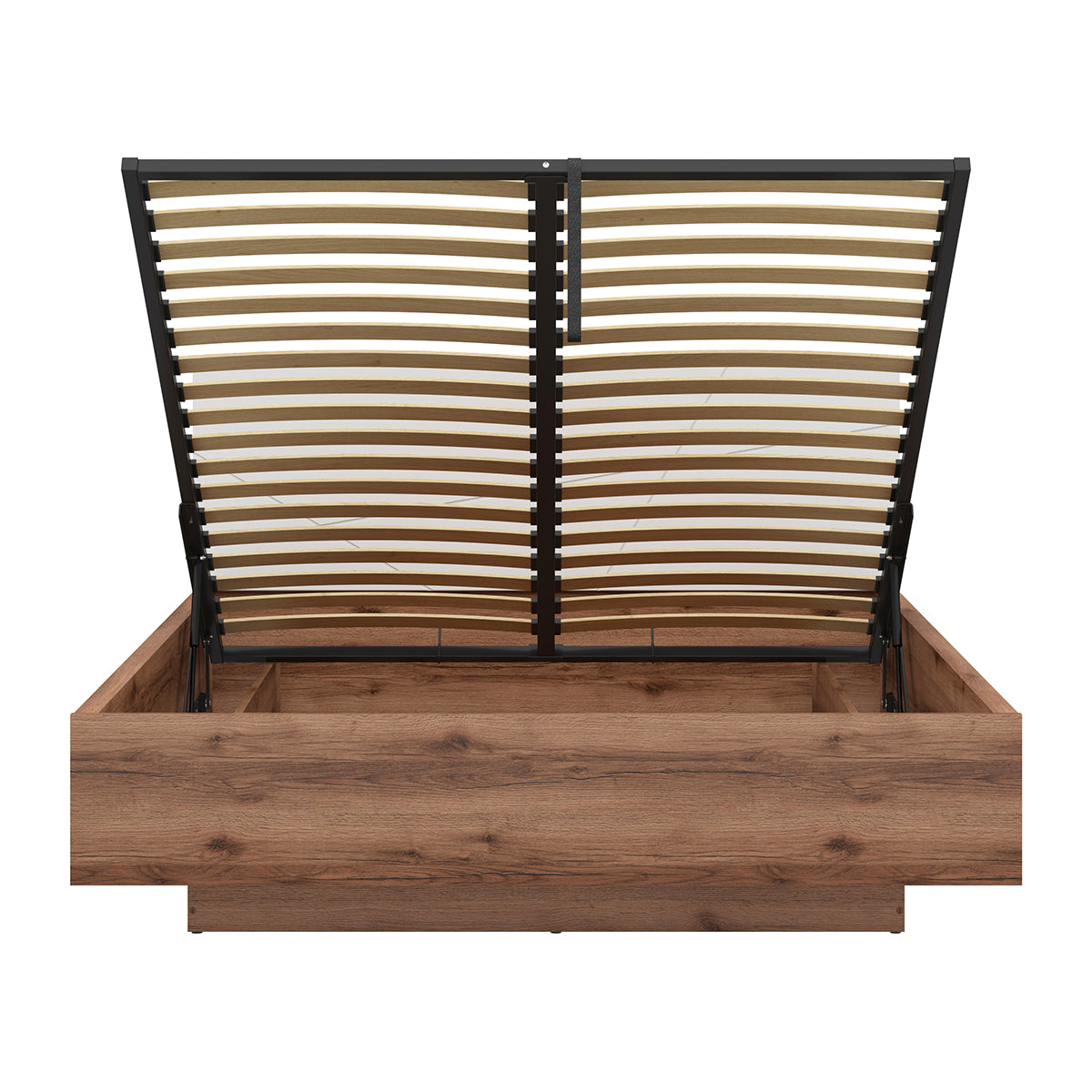 Lit coffre 160x200 sommier inclus Sven Blanc et Bois - vue 3