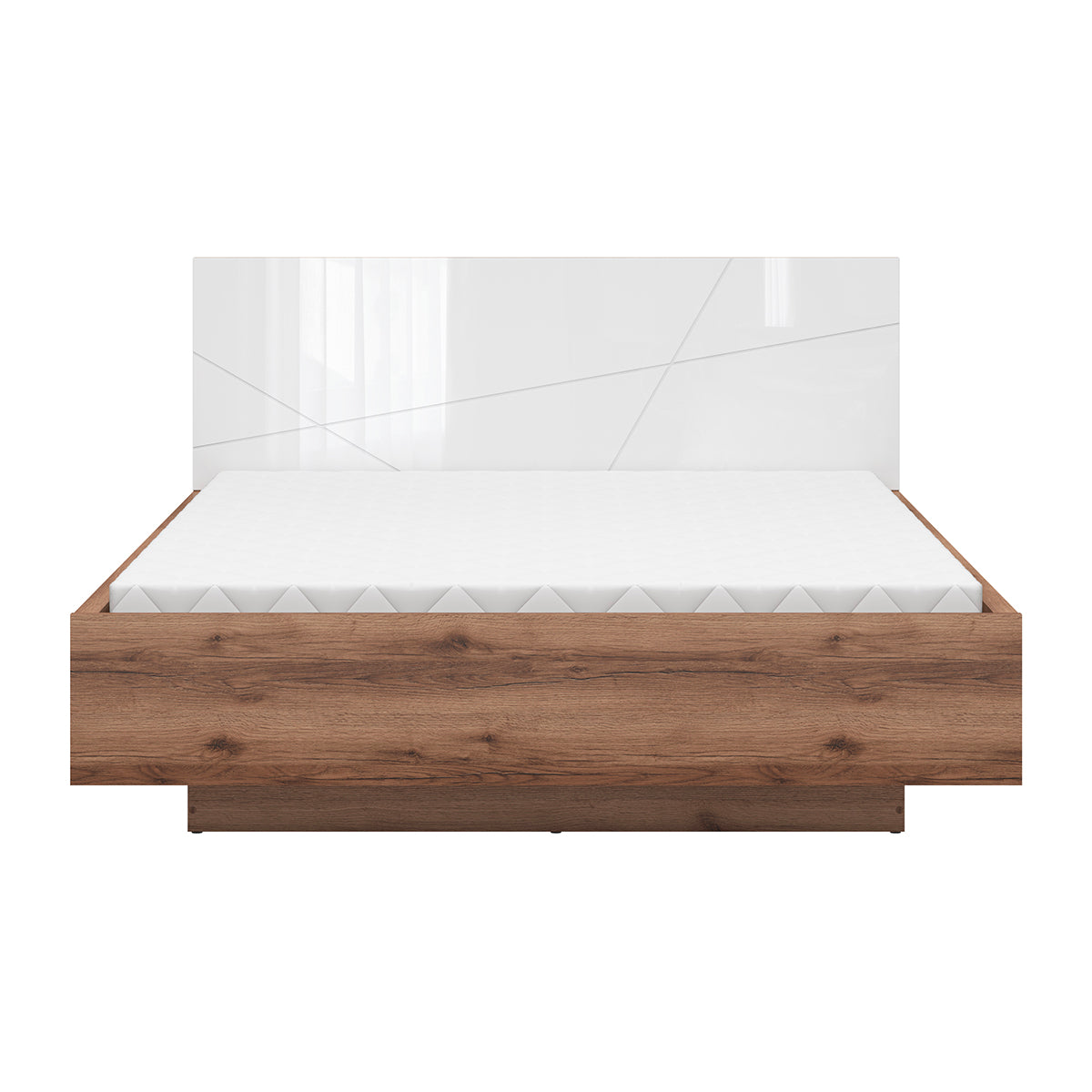 Lit coffre 160x200 sommier inclus Sven Blanc et Bois - vue 6